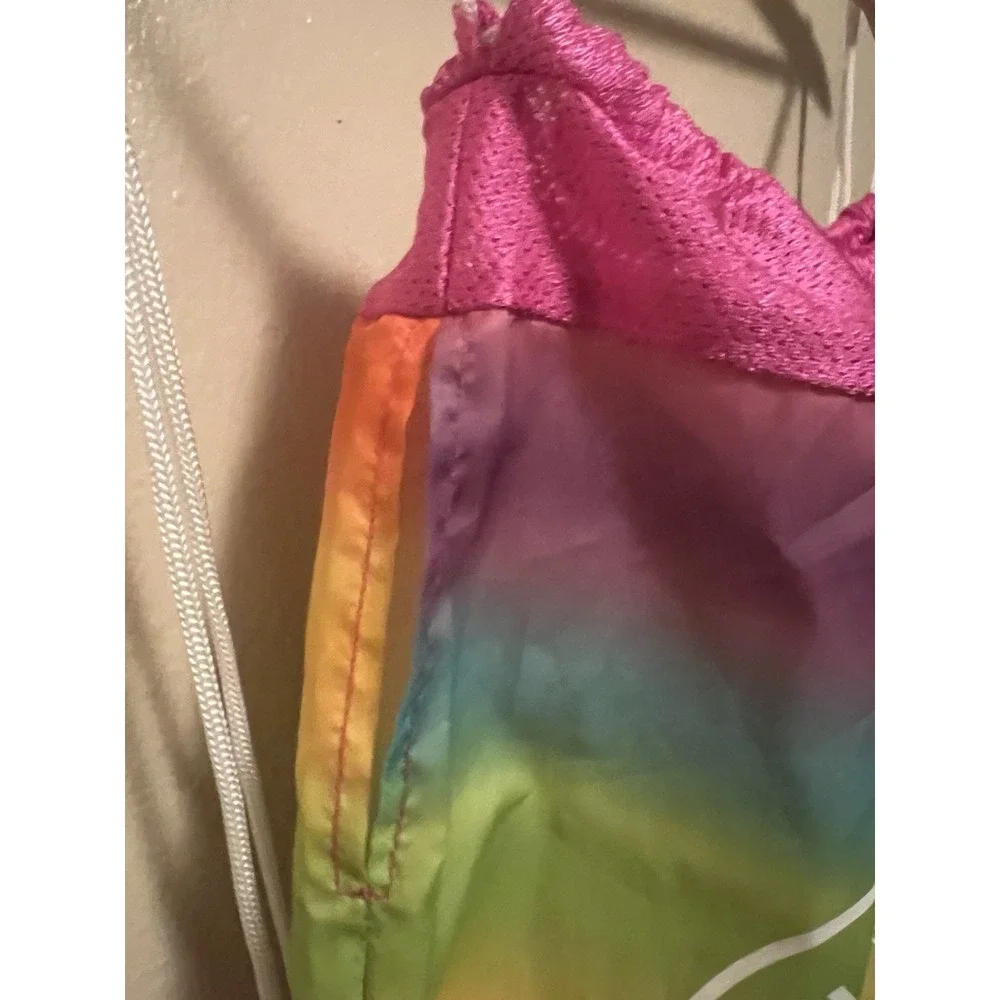 Build A Bear Sling Backpack‎ Rainbow Drawstring Bag Tote Plush Bear Carrier NWT